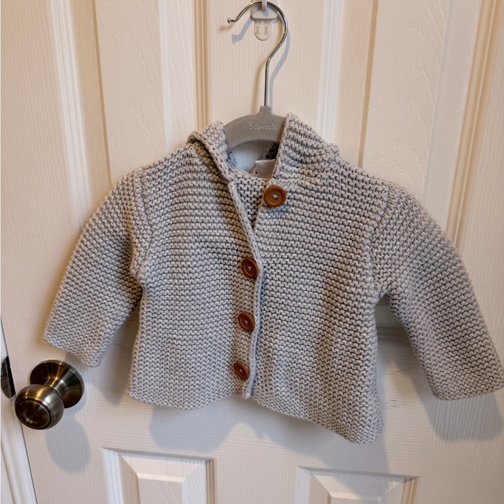 Nordstrom Soft Grey Knit Baby Sweater